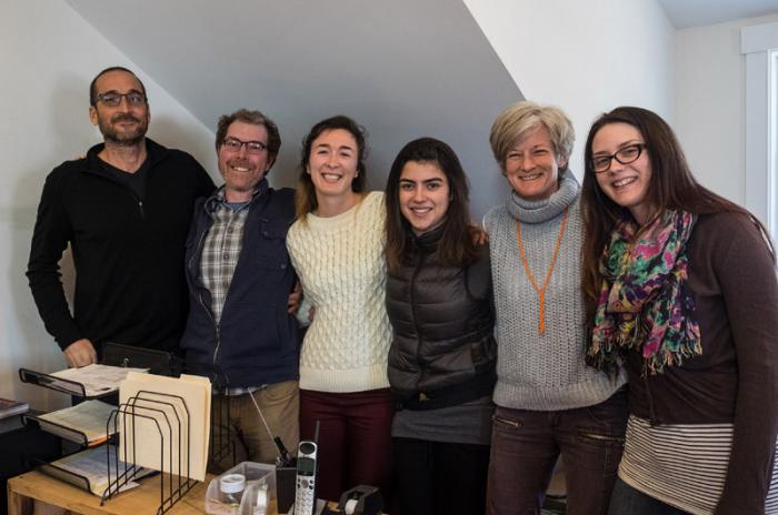 The film festival — Thomas Bena, Brian Ditchfield, Hilary Dreyer, Elina Street, Kara O'Sullivan and Caitlin Bingham.
