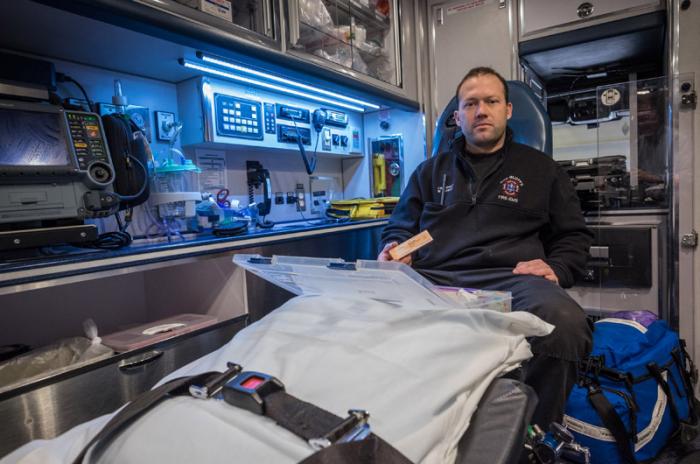 Lieut. Matt Bradley of the Oak Bluffs EMS — his crew has administered Narcan four time already this year.