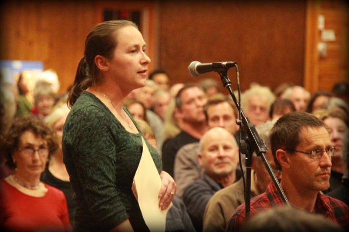 Assistant principal Mary Boyd argued for improvements to West Tisbury school playground.