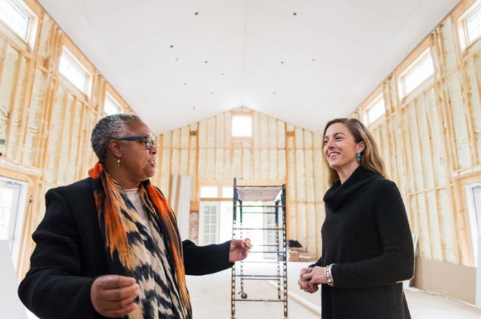 Ann Smith, executive director, and Posie Haeger, development director for Featherstone of the Arts.