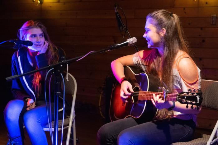 Sisters Chloe Loftfield and Emmanuelle Woodford performed A Team by Ed Sheeran.