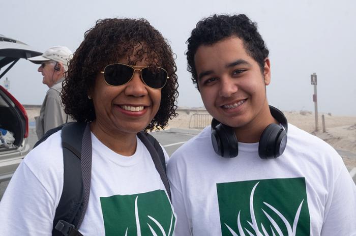 Mother son team of Patty and Emmett Favreau get ready to spend the day outdoors together.