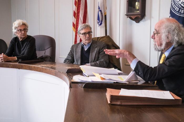 Town counsel Ronald Rappaport, right, advised selectmen to require Mr. Nicotera's group to hire arborists.