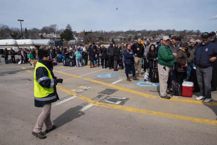 Lines of passengers have been long all day down at the Vineyard Haven terminal.