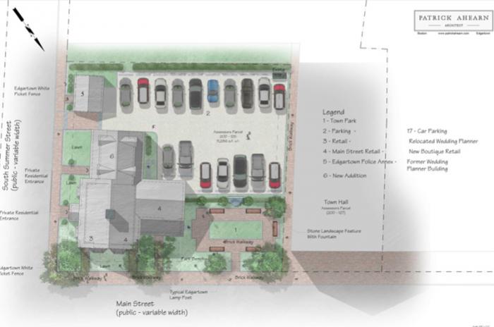Plan designed by Patrick Ahearn calls for seven residential units, three retail spaces, and outdoor park.