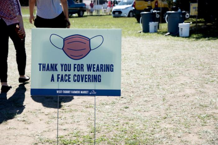 An array of health and safety measures were enacted at the newly configured outdoor market.