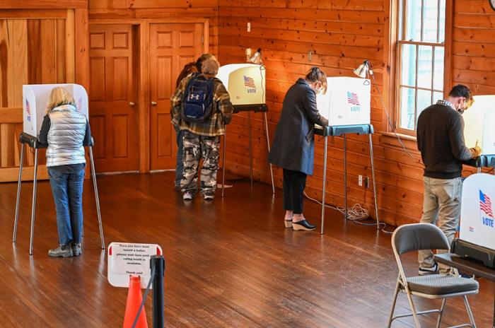 Chilmark Community Center was buzzing in town that saw the highest turnout on Island.