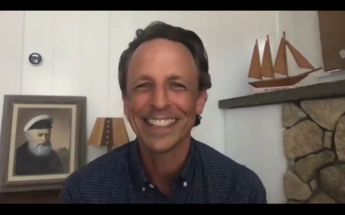 “You still have to make a ferry reservation,” quipped late-night television star Seth Meyers, who hosted the auction.