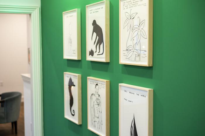 Neon installation Exibition (intentionally misspelled) by satirist David Shrigley titles the show.