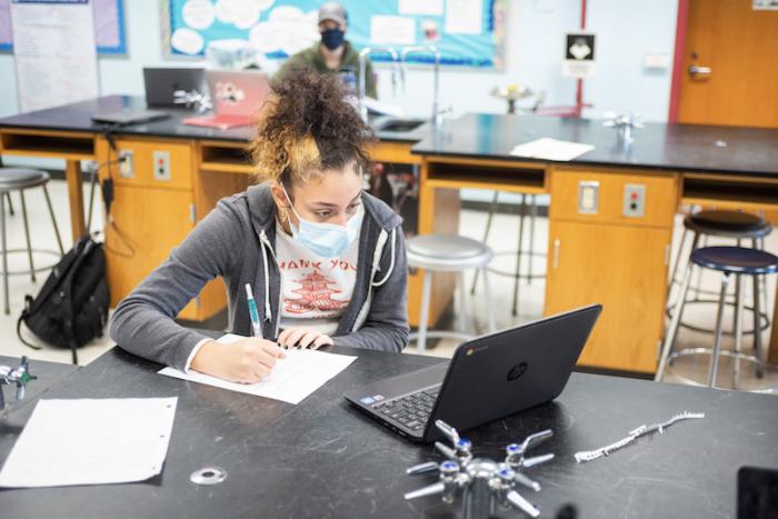 Studying in Anna Cotton's earth science class.