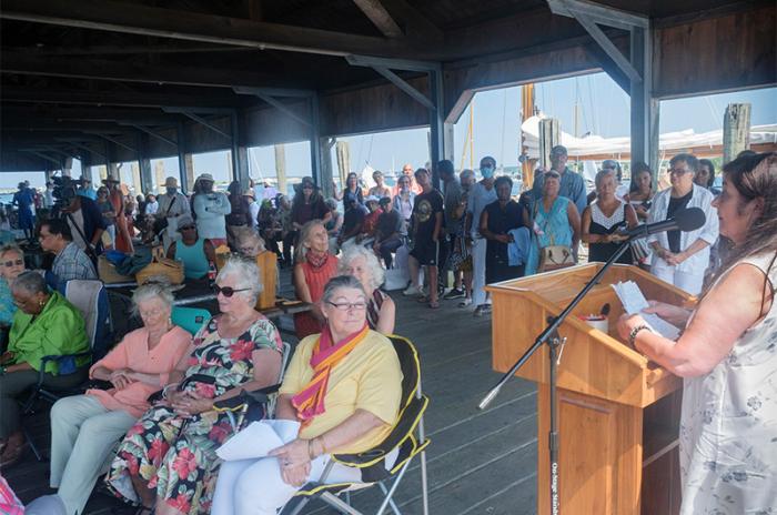 African American Heritage Trail co-founder Elaine Cawley Weintraub spoke to the crowd.
