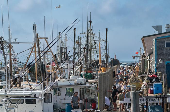 Docks at Menemsha were crowded last Thursday at popular Meet the Fleet gathering.