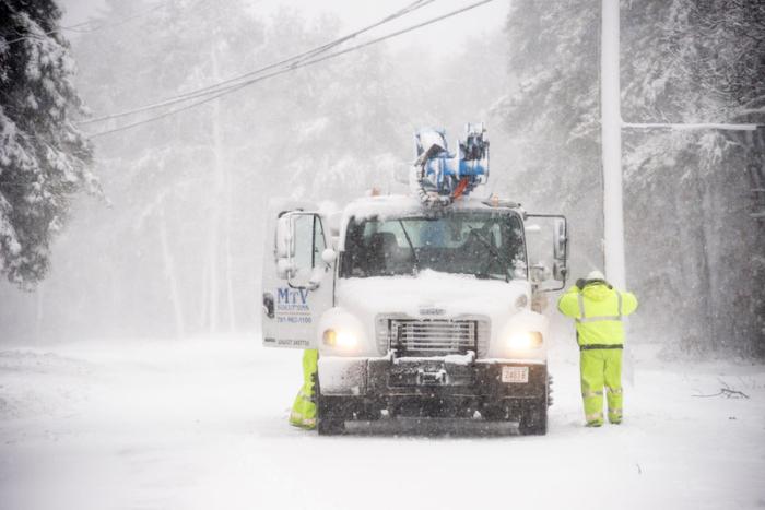 Utility crews were out all day restoring power to Vineyard neighborhoods, including Katama.