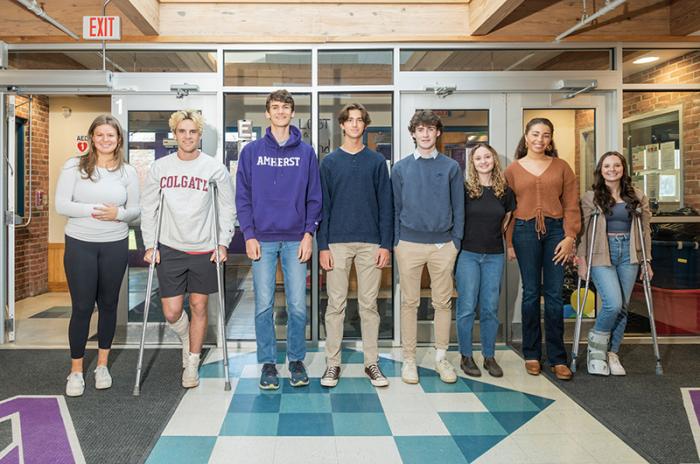 Four-year college scholarship winners: Lila Mikos, Graham Stearns, Sam Fetters, Zach Utz, Ruairi Mullin, Ella Buchert, Isabella Clarke and Jessie Dlabaj.