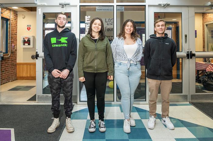 Workforce training scholarship winners: Jake Scott, Marina Pessoni, Kathleen Dos Santos and Lucas da Silva.