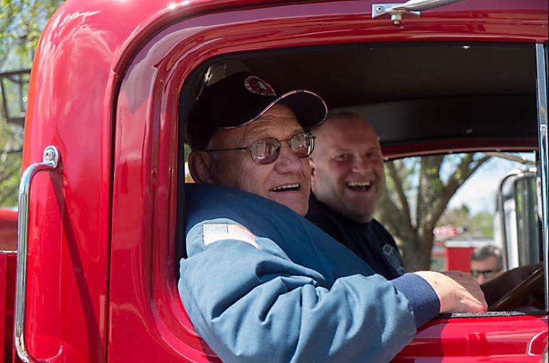Richard Kelly, left, and John Gasper, driver, who worked on the truck.
