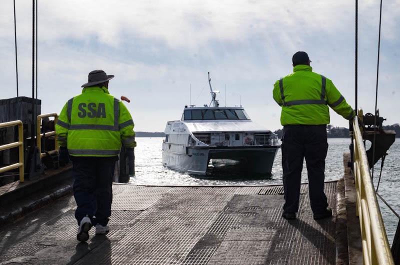 Seastreak arrives in Woods Hole.