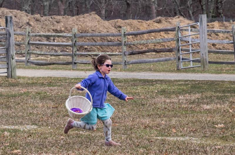 Sunglasses are fashionable at the West Tisbury egg hunt.