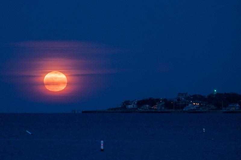 East Chop lighthouse and full blue moon 