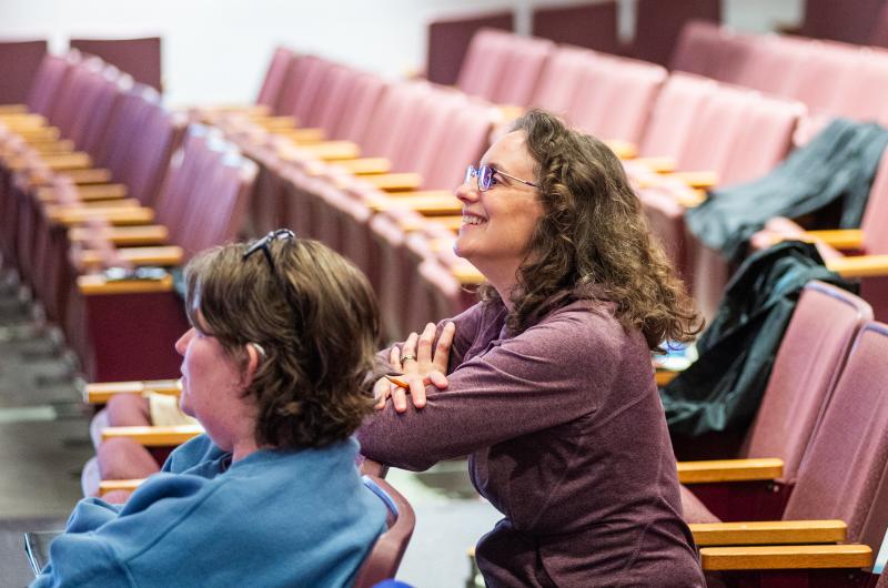 Abigail Chandler watches rehearsal.