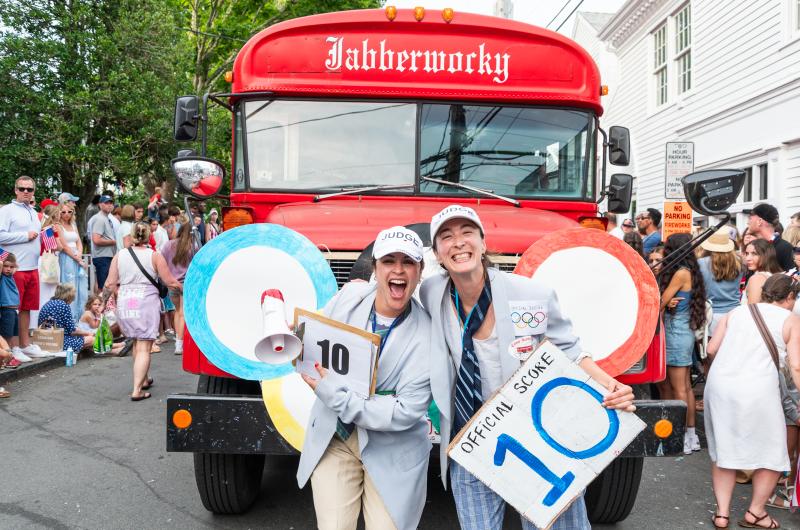 Gabi Cortez and Hilary Dreyer with the Jabberwocky bus.