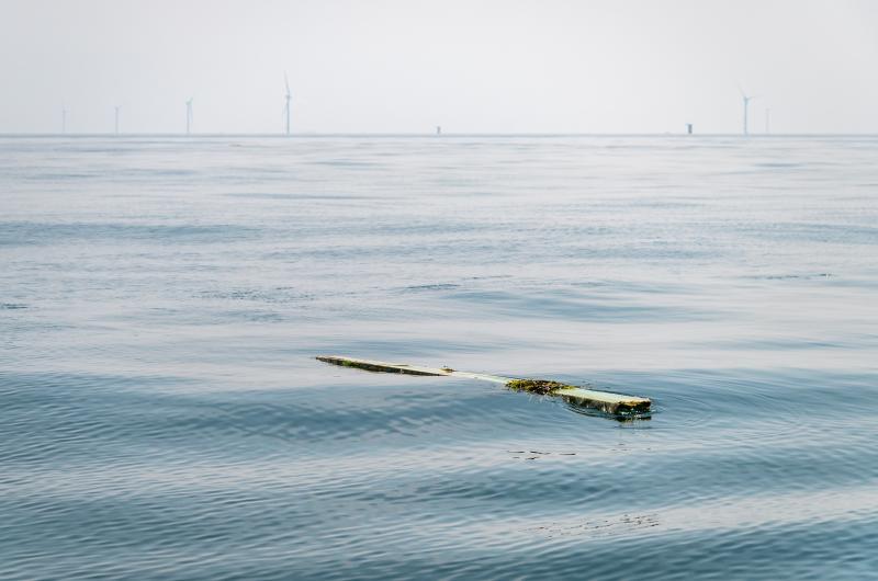 piece of fiberglass debris floating near Vineyard Wind.