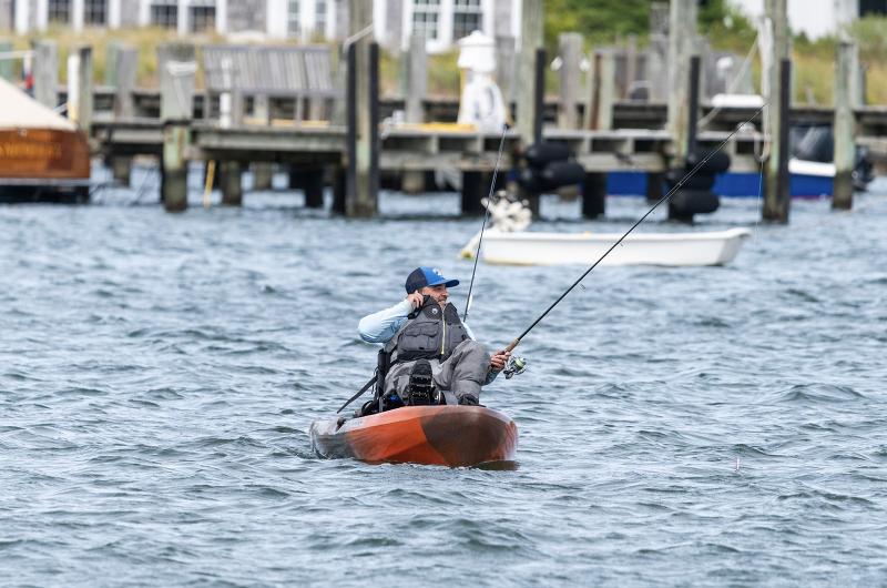Kayak fishing in Edgartown harbor.