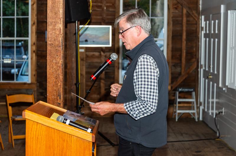 David Foster spoke of the contributions the Bramhalls have made to Island conservation.