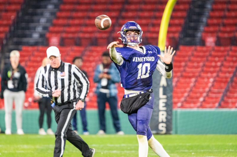 Quarterback William Nicholson lets it fly.