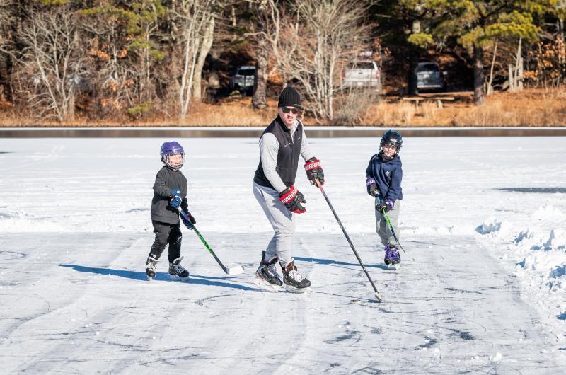 Pond skating is a great family activity.