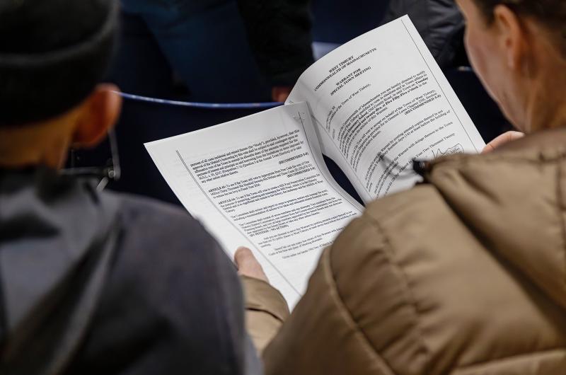 Reading the West Tisbury warrant.