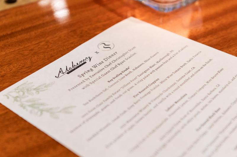 Ryan Scanlon dinner menu.