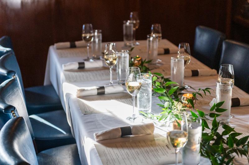 Tables are set and ready for guests.