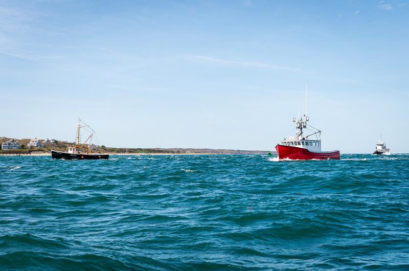 Little Lady with her escort vessels following.