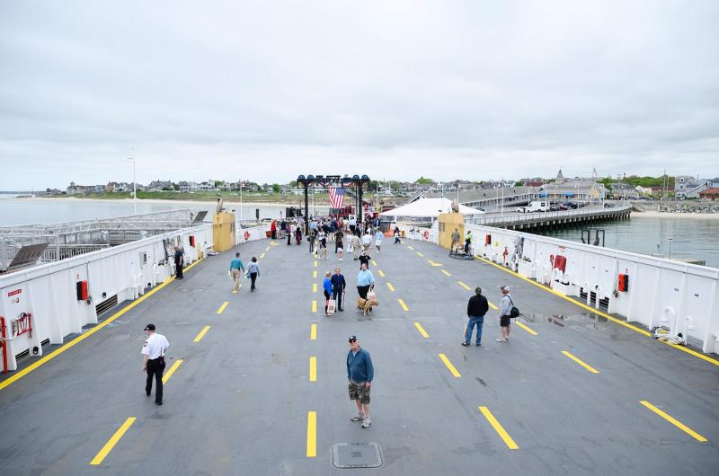 Visitors explore the new freight deck.