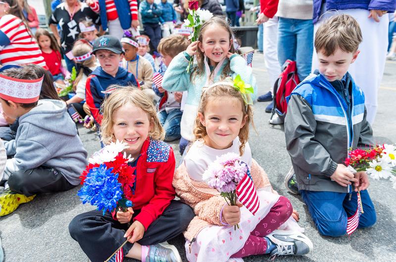 Edgartown School Students gather at Memorial Wharf.