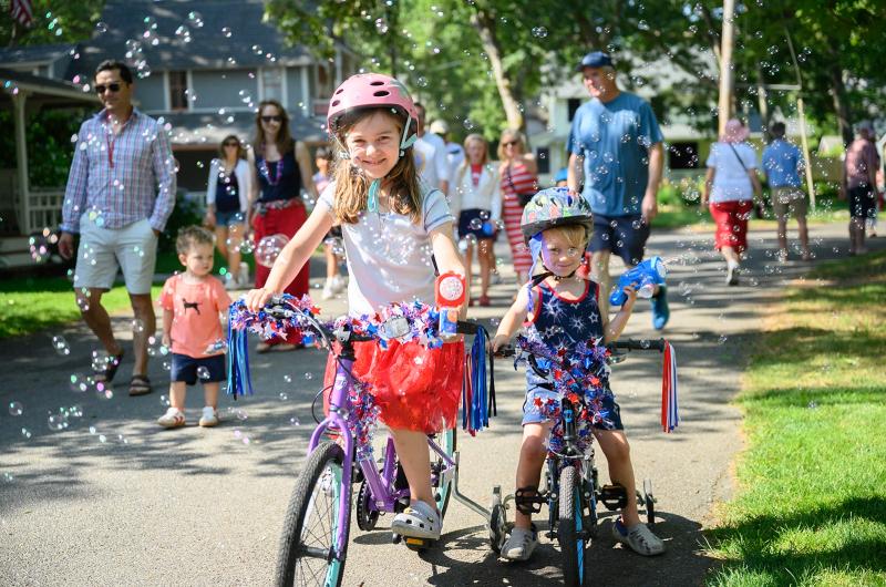 Millie and Beckham Ferrebee rode their bikes in the parade.