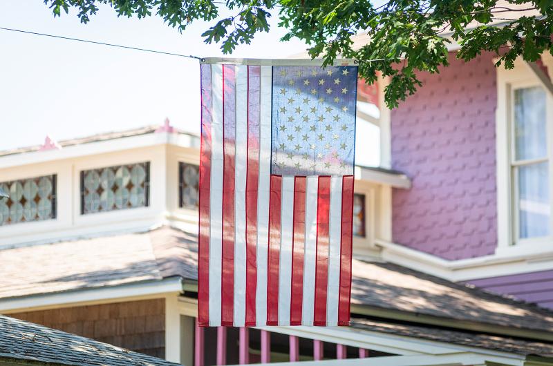 Old glory is flying around the Island today.