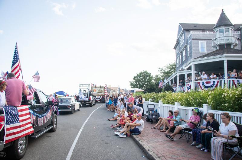 The parade rounds the Harborview Hotel onto South Water street.