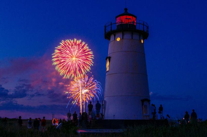 Fireworks illuminate Edgartown.