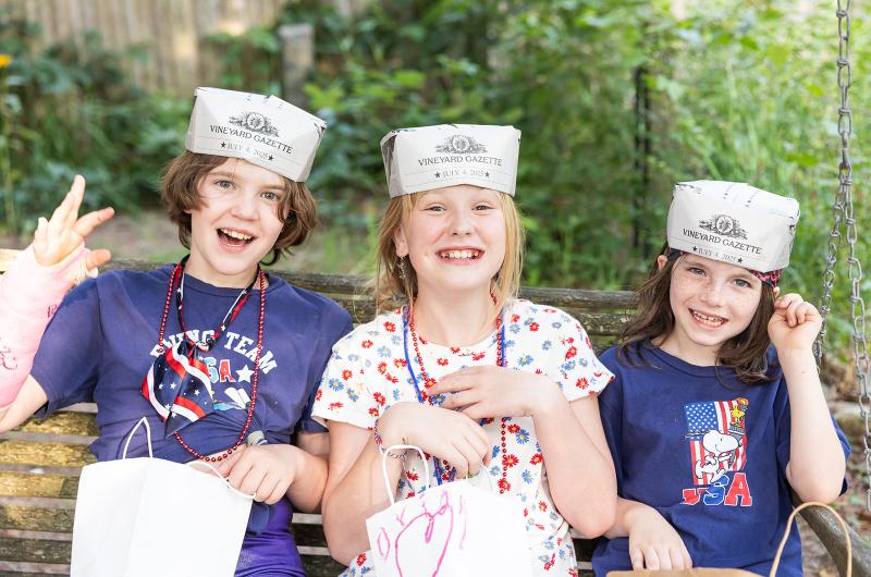 The hats made from Vineyard Gazette newspapers are a crowd favorite.