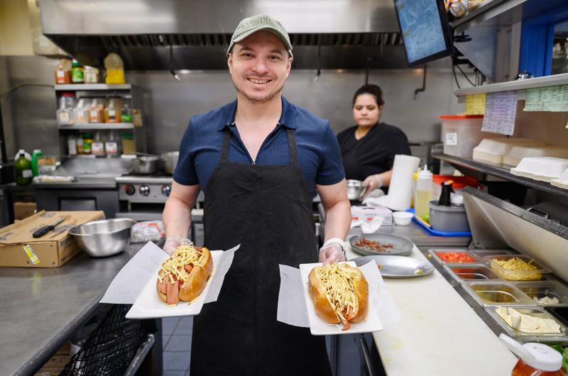 Robson Campos of Bobby B's with the signature Brazilian Dog.