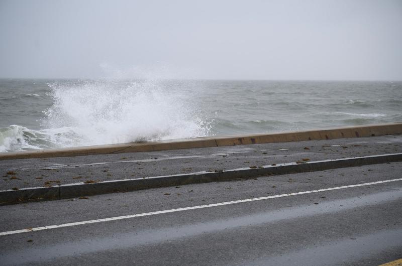 Pounding surf was seen all around the Island.